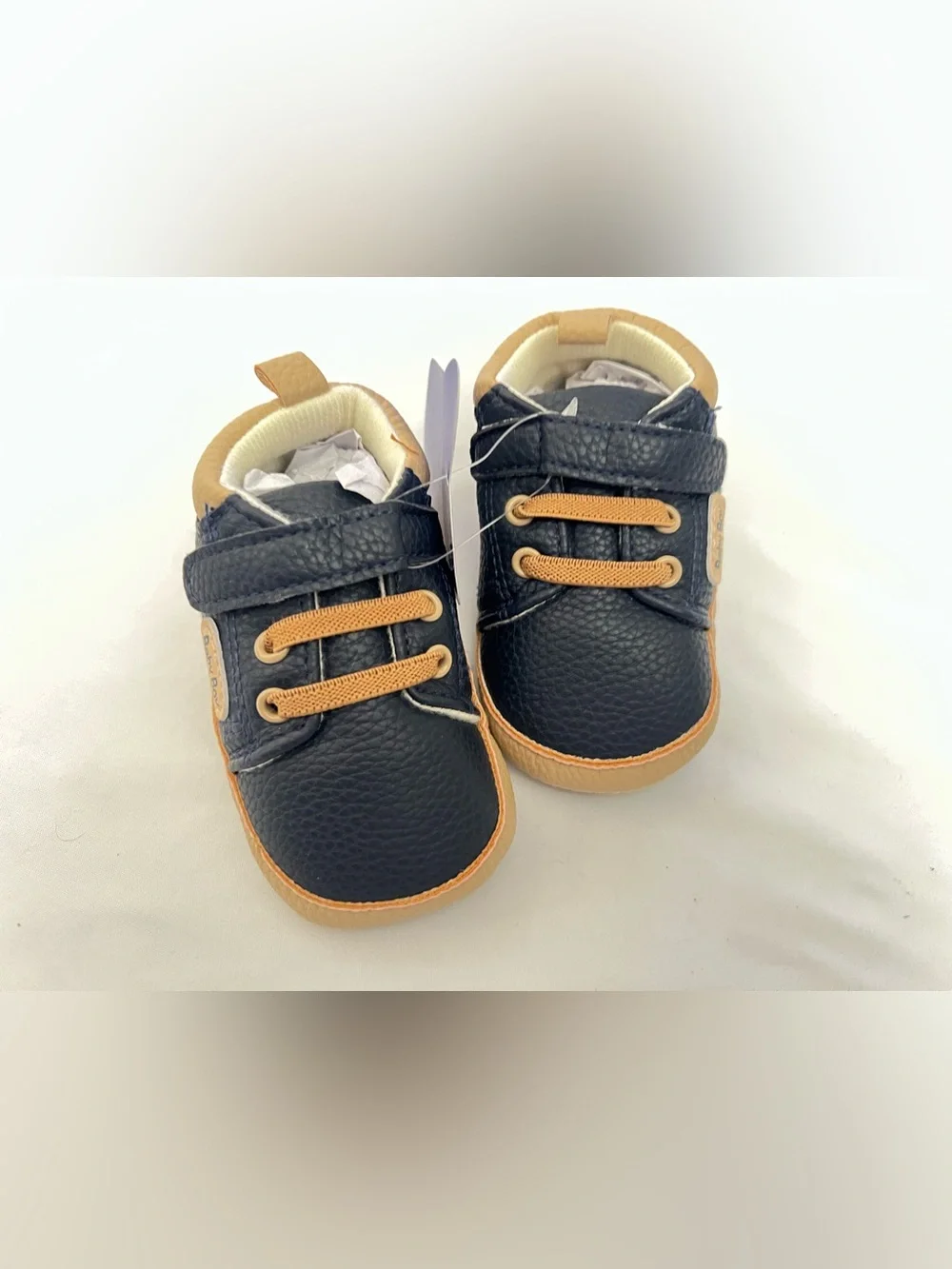 Baby Walker Shoes - Black with Tan Accents